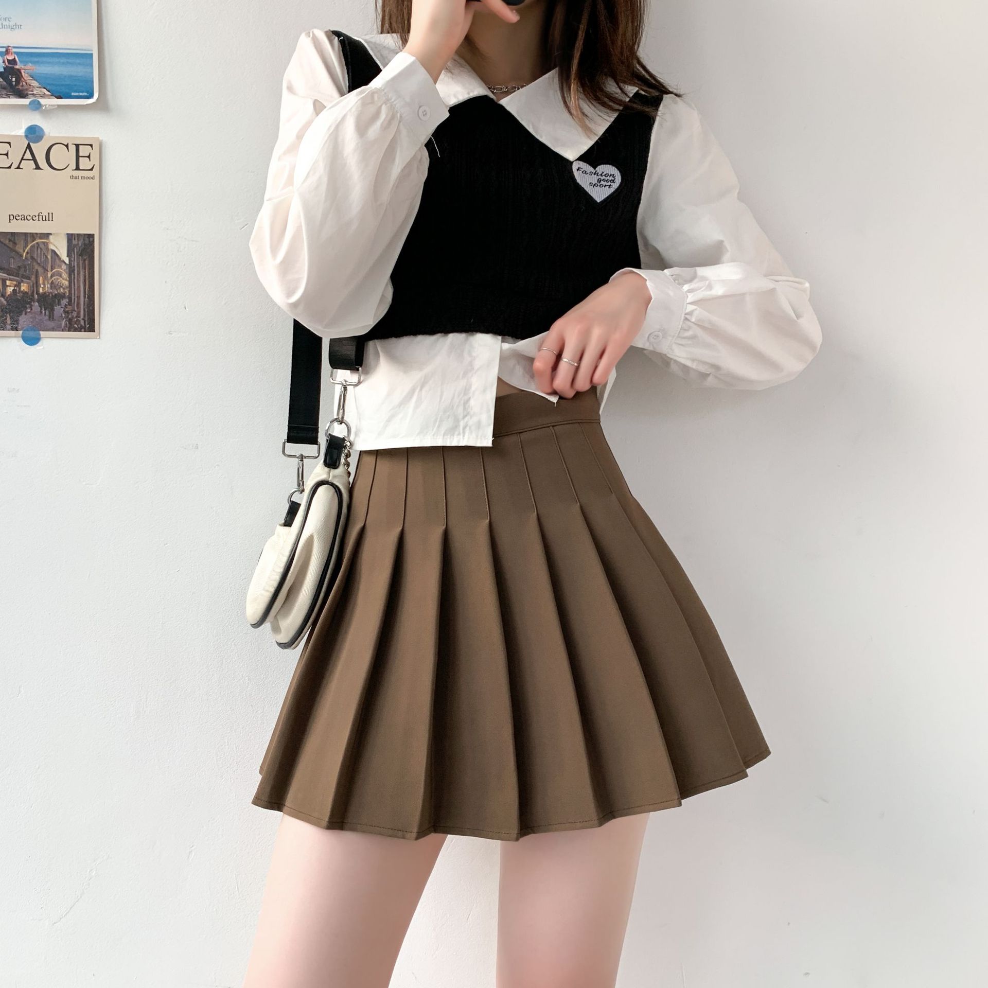 Pleated Skirt Women's Summer White Short Skirt Japanese High Waist Slimming Autumn and Winter New JK Plaid Large Size A- line Skirt