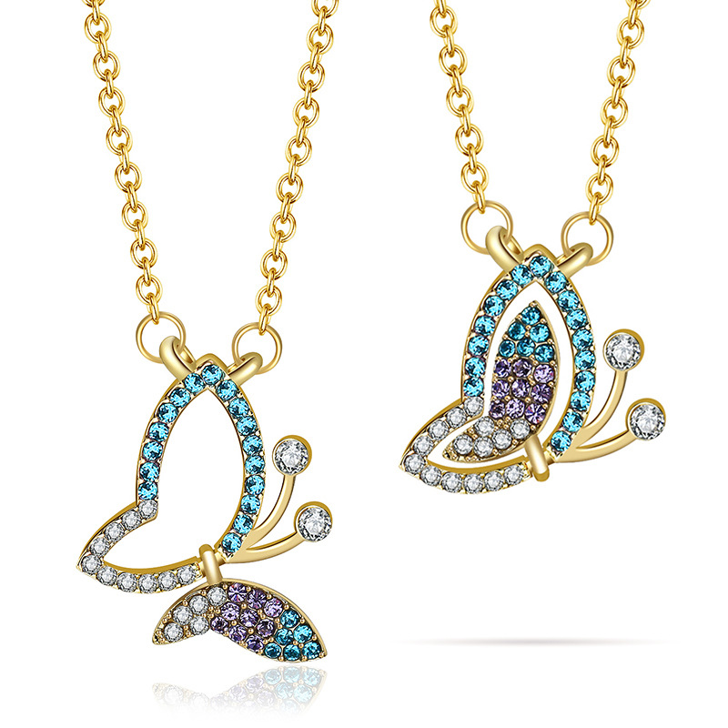 2022年新款钛钢可煽动翅膀蝴蝶吊坠锁骨链简约小众设计锁骨链网红