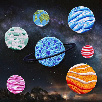 电脑绣花标地球星球布贴包包装饰星球贴布绣diy刺绣布贴衣服辅料