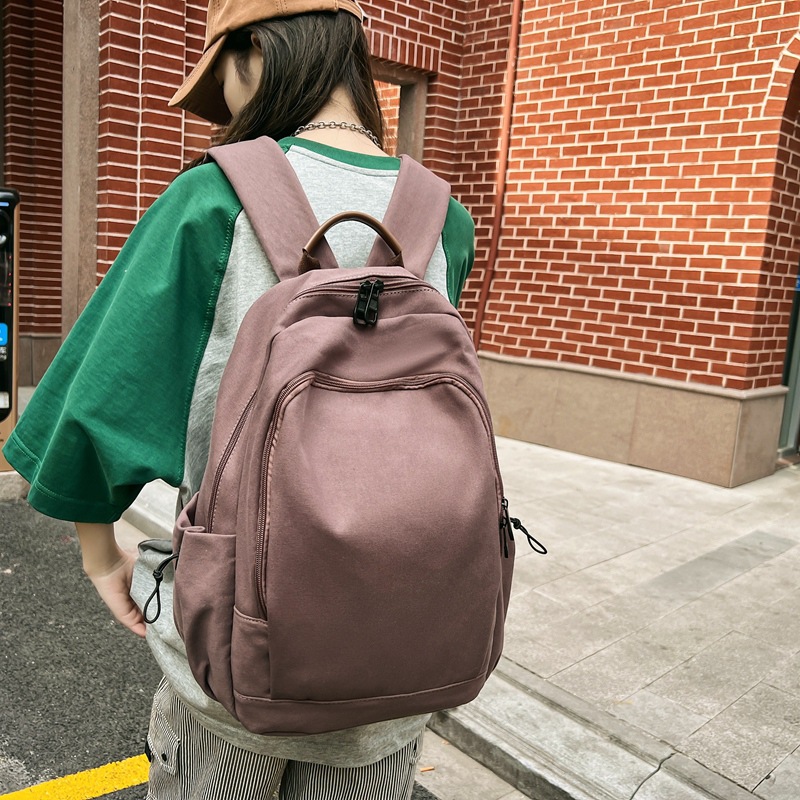 Canvas Backpack 2023 New Korean Style Retro Large Capacity Carrying Backpack Junior High School Student High School and College Student Schoolbag