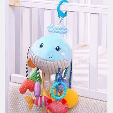 鲸鱼拉绳抽抽乐 婴儿车玩具挂件摇铃拉拉乐