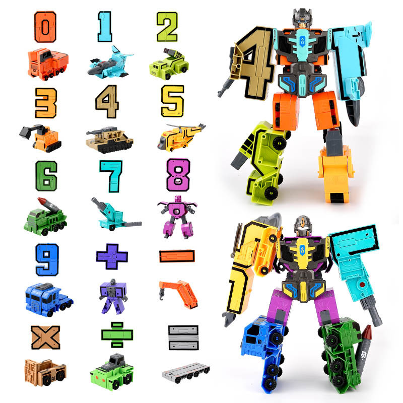 Free Shipping Large Digital Transformation Robot Educational Toys Can Be Assembled Combination Set Institutions Boys Children's Day Gift