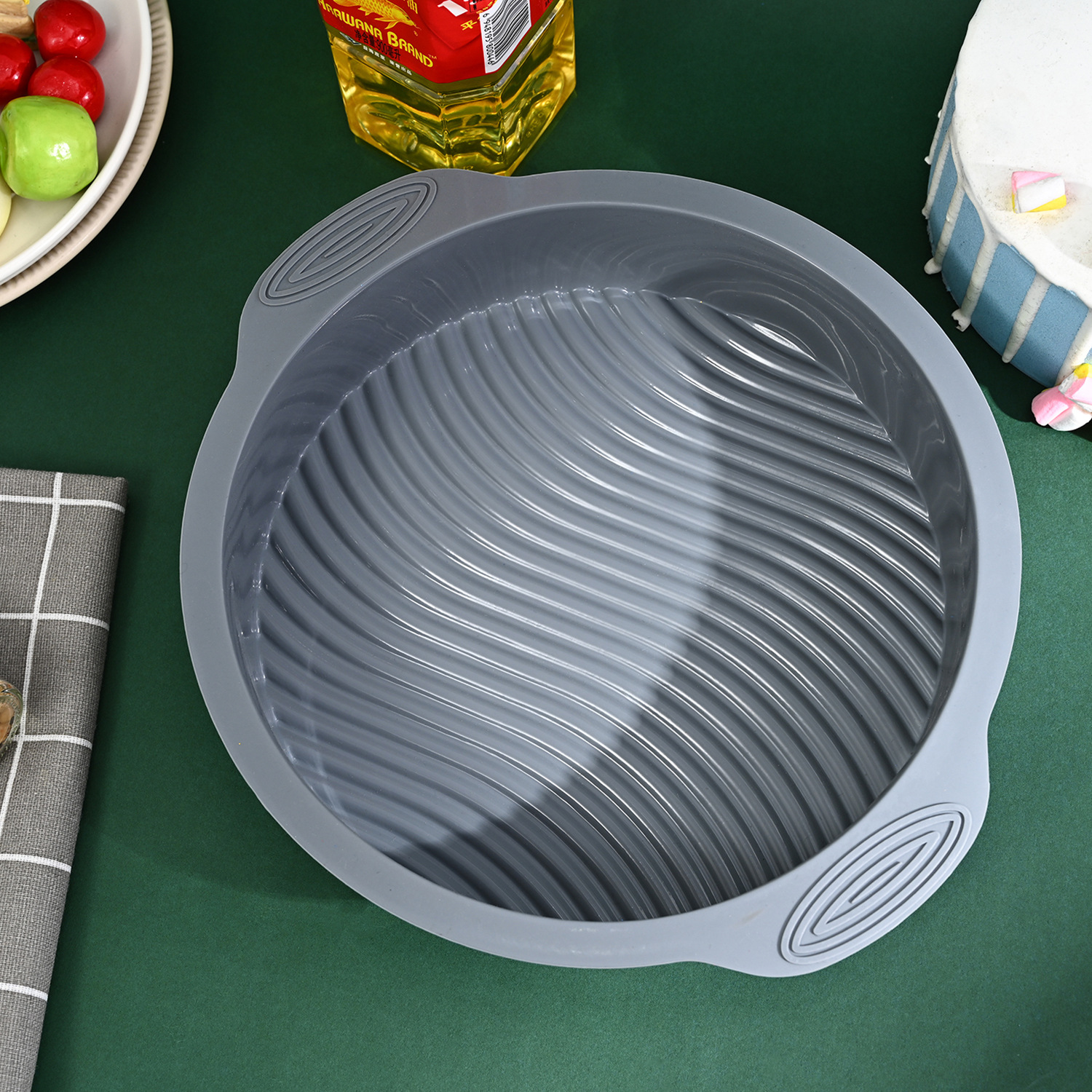 Nordic Edible Silicon Cake Mold round Binaural Cake Baking Pan Baking Cake Germ Mold Household Cake Pan