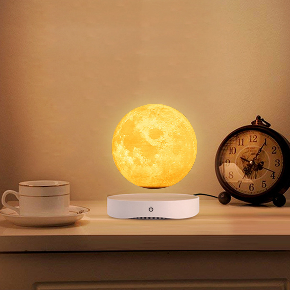 Magnetic Suspension Moon Light 18cm Three-Color Led Small Night Lamp Bedside Living Room Study Smart Moon Light Factory Direct Sales