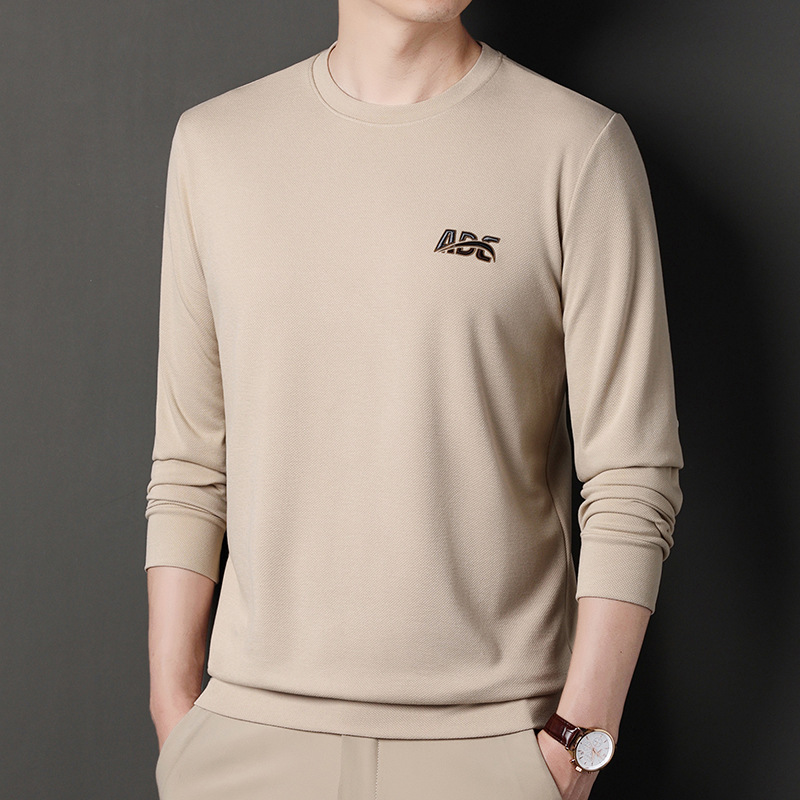 特价2024春秋新款丝光棉长袖t恤男士圆领卫衣休闲百搭打底衫上衣