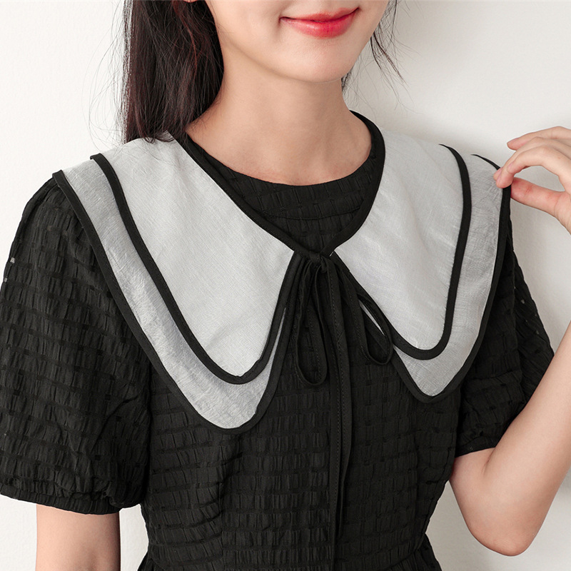 简约纯色双层大蝴蝶防晒披肩假领子女装饰裙子吊带假衣领夏季搭配