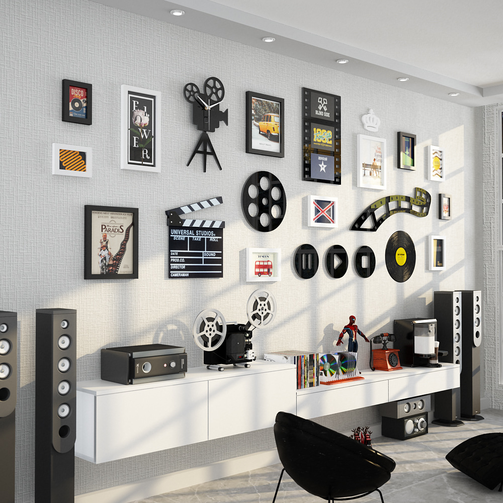 高分子_b03电影主题照片墙黑白现代简约装饰挂画组合相框墙挂饰品