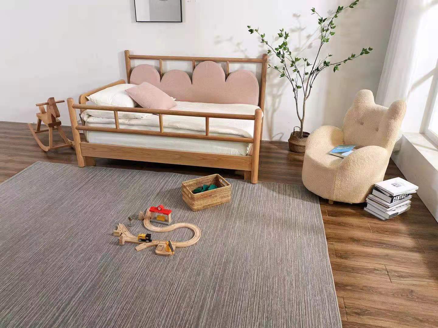 米朵床 白胡子床 白橡木实木儿童床1.5米可伸缩软包靠背床