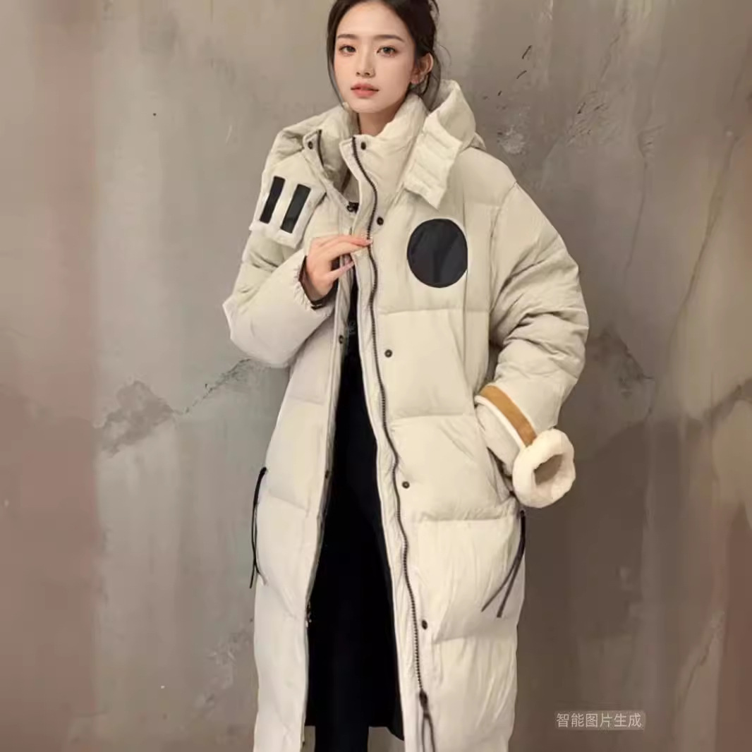 欧洲站高端白鸭绒加厚羽绒服女2023年新款冬季过膝保暖长款外套