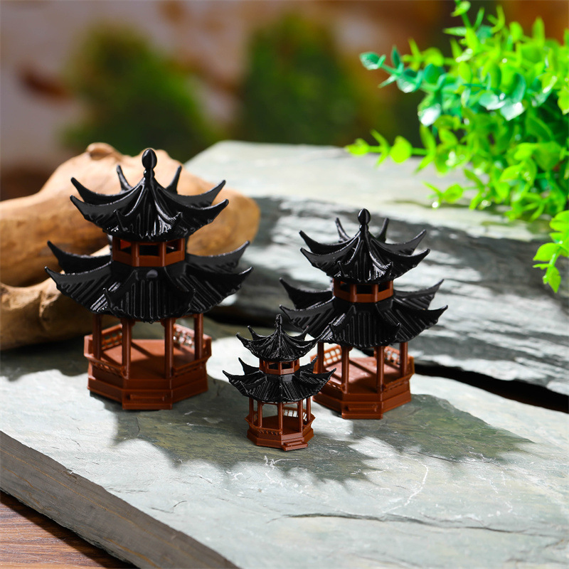 陆缸水草缸3d打印精品微景观造景古建筑凉亭复古亭子树脂小摆件