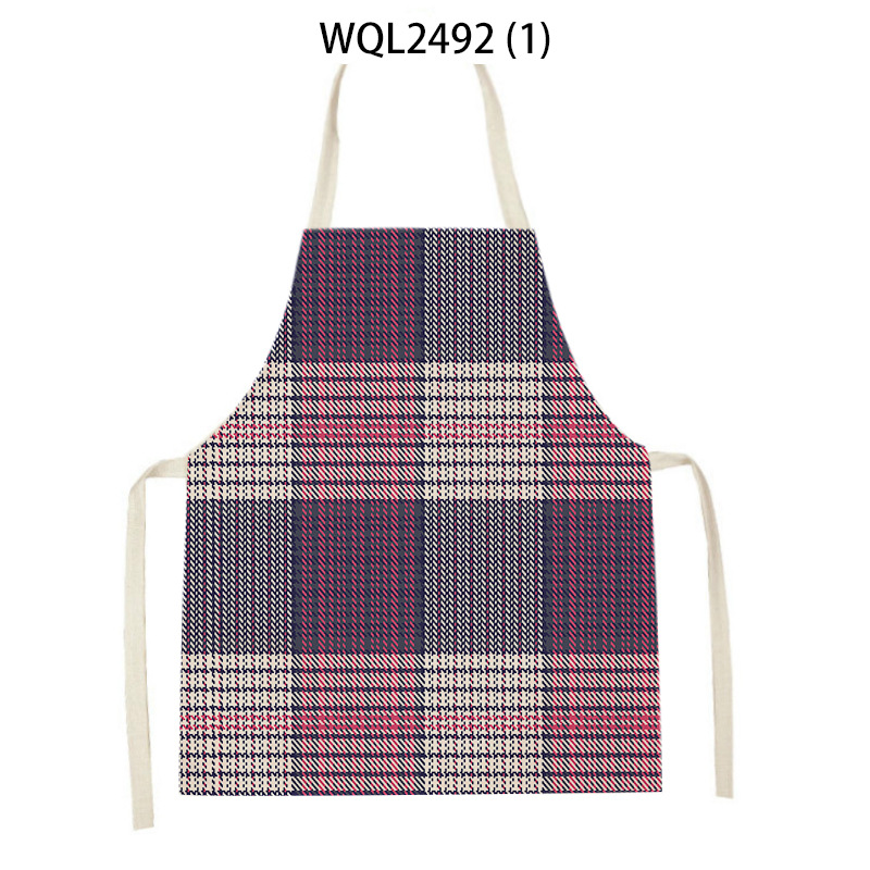 Halter Linen Sleeveless Apron Japanese Style Home Kitchen Antifouling Apron Simple Line Work Half-Length Apron Wholesale