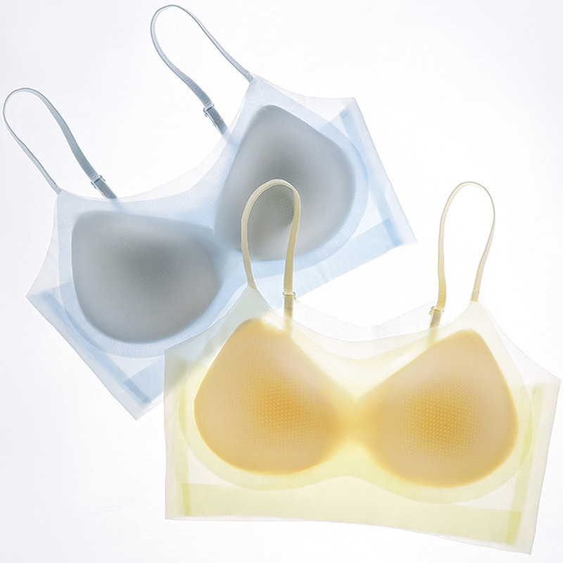 美背轻薄文胸罩冰丝聚拢一片式运动无痕吊带柔软舒适亲肤内衣批发