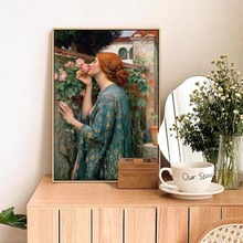 沃特豪斯玫瑰之魂装饰画客厅卧室背景墙画欧式新古典人物抽象挂画