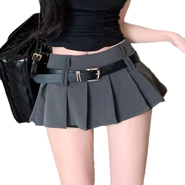 高腰新款夏季安全裤显瘦百搭短裙a字半身裙修身百褶款-阿里巴巴