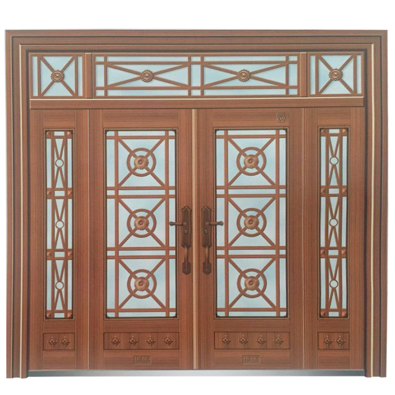 阳台防盗带大门入户门别墅玻璃双开门客厅农村新款门自建房堂屋门