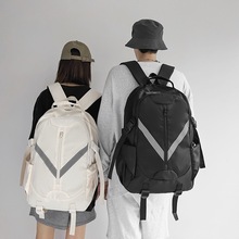 新款初高中学生书包韩版时尚反光条情侣背包休闲大容量电脑背包