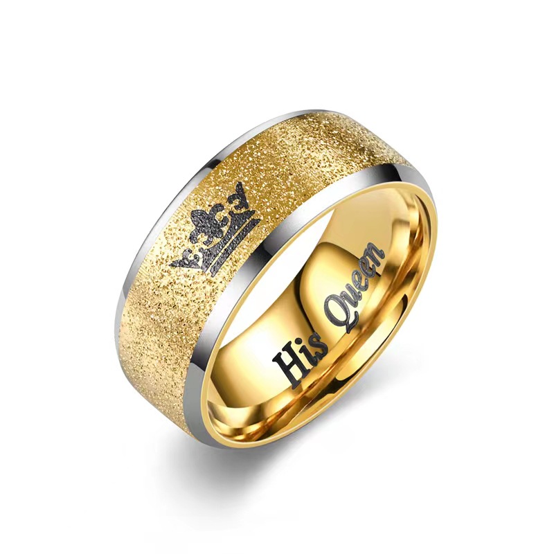European and American Amazon Supply Her King His Queen Titanium Steel Couple Ring Fashion Hand Accessories Wholesale