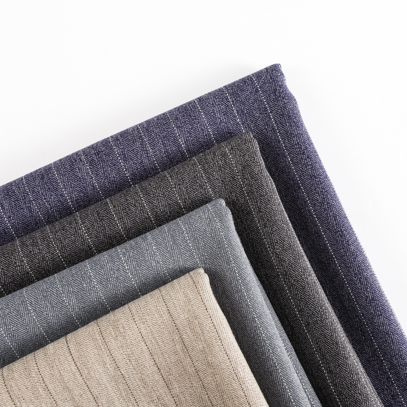 24新品tr涤纶弹力色织条子布 春秋西装套装条纹面料裤子时装布料