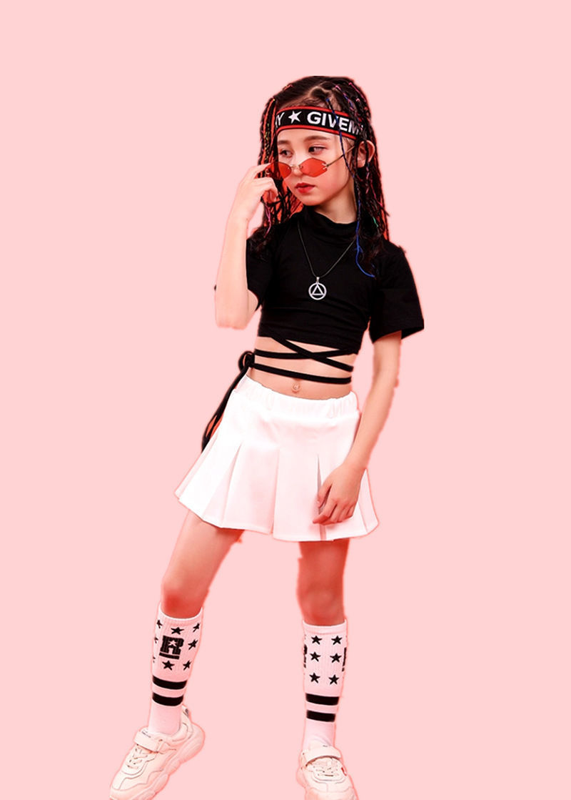 女童装韩版街舞露肚脐爵士舞六一儿童节演出拍照练功拉丁表演服