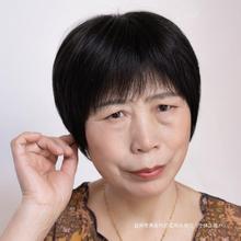 中老年假发真发全真人发薄款黑色短发50岁妈妈化疗光头整顶假头发