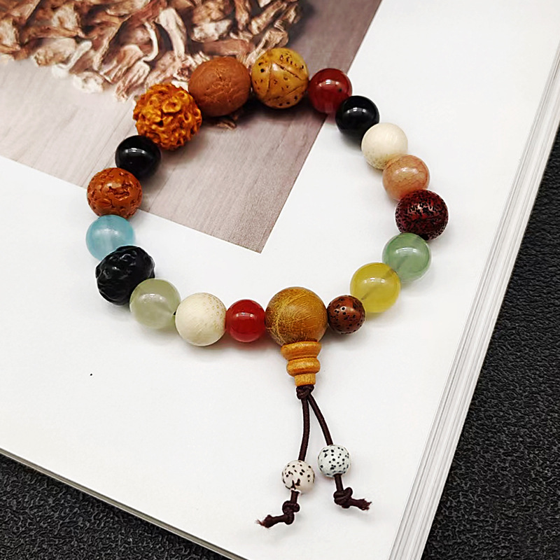 Lingyin Blessing Faxi Temple 18-Seed Buddha Beads Pendant Bracelet 18-Seed Wood Chanting Scriptures Rosary Bracelet Ebony Ornament