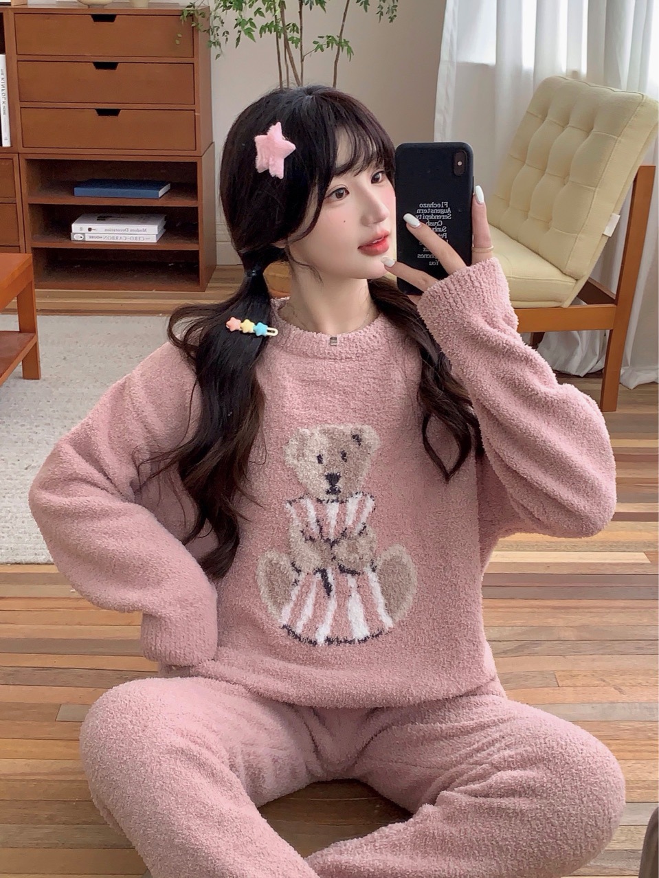 Autumn Winter Japanese Thick Cute Pillow Bear Soft Parent-Child Homewear Clothes Pajamas Suit Wholesale