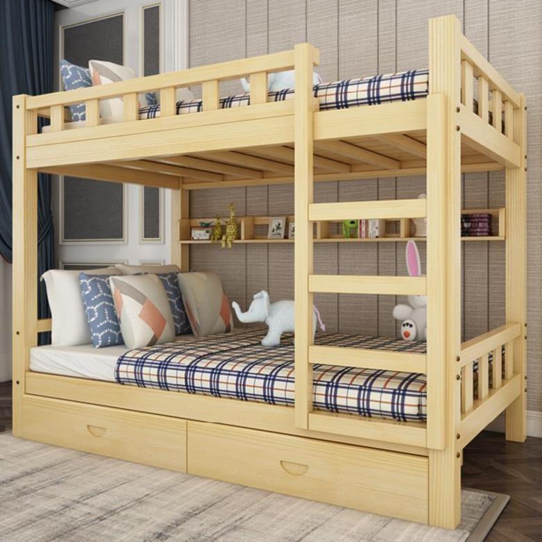 上下铺木床双层大人双人宿舍1米5的二层床木板直梯上下床现代兄弟