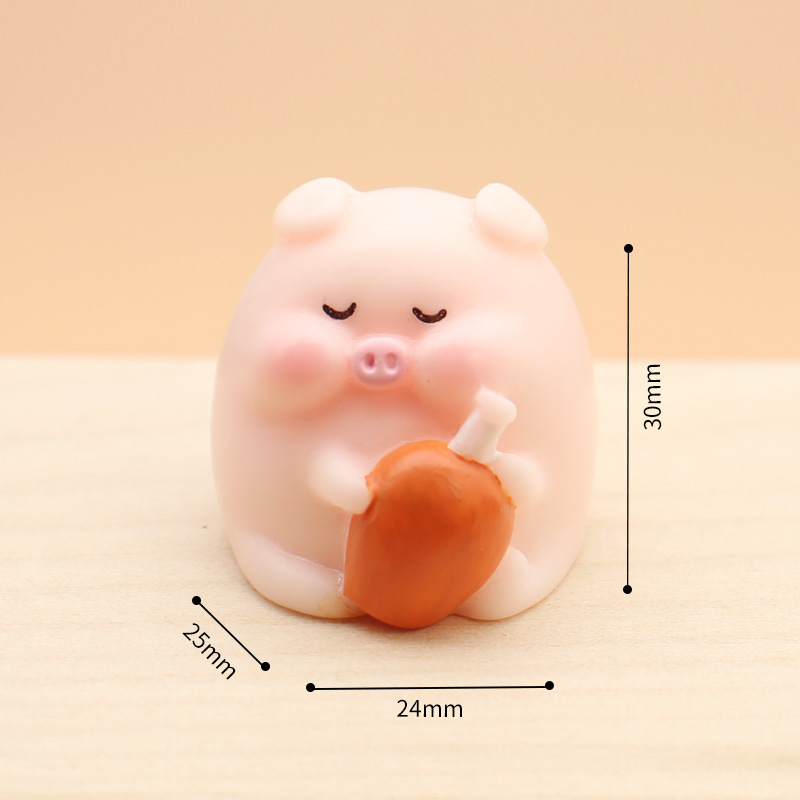 Mini Resin Ornament Micro Landscape Simulation Adorable Cartoon Little Pig Home Mini Crafts Car Decorations Wholesale