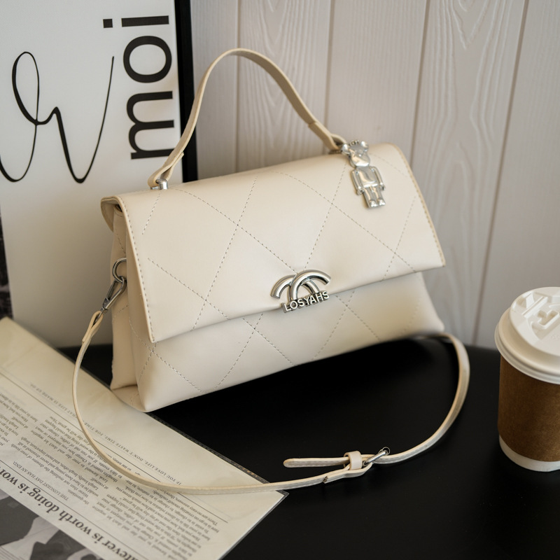 女士包包2024新款潮高级感时尚轻奢小众手提包菱格绣线单肩斜挎包