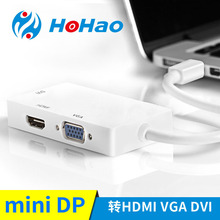 Mini DP转HDMI VGA DVI三合一转换器4K 雷电迷你DP接电视投影仪