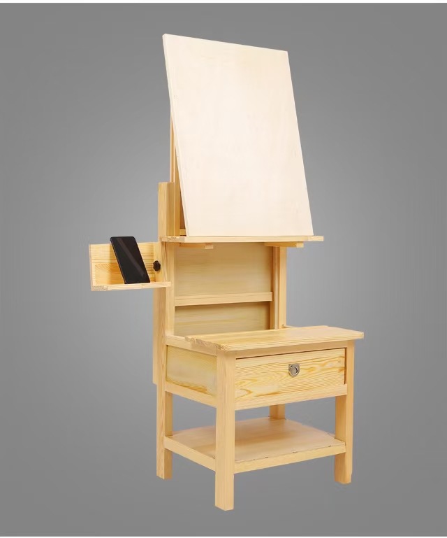 实木画桌美术生集训支架式木质儿童写生素描桌画架画桌画凳可升降