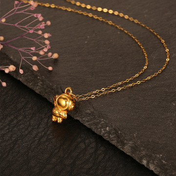 云鼎珠宝 999千足金项链女式宇航员国潮挂坠5d无氰黄金网红爆款