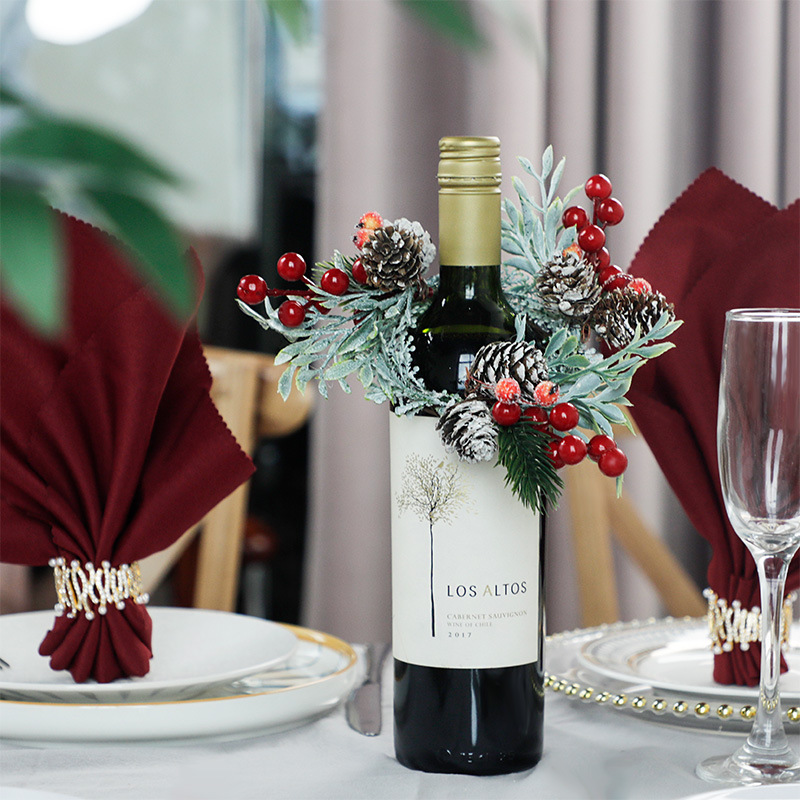 Christmas Decoration Supplies Bottle Cover Halloween Creative Wine Sleeve Hotel Restaurant Holiday Venue Layout Artificial Flower