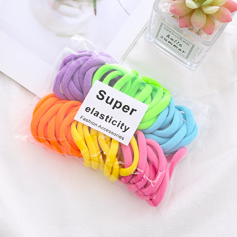 2021 New Color Matching Towel Ring Seamless Color Rubber Band Hair Band Tie-up Hair Head Rope Korean Style 50