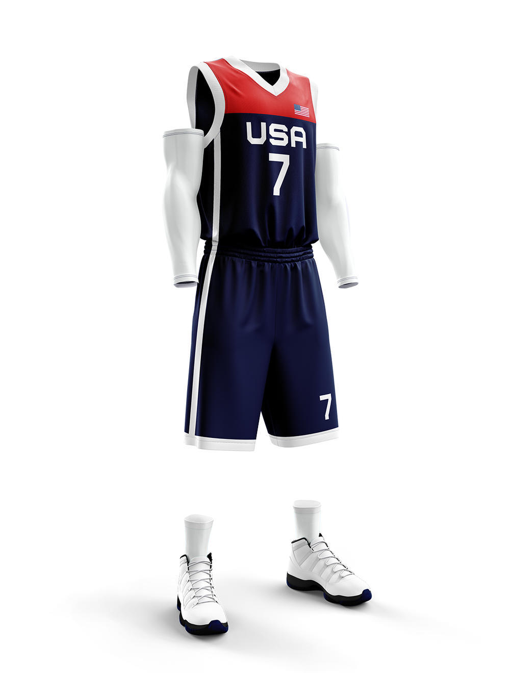 球衣儿童2021美国队篮球服套装男夏diy印字拼色v领透气学生运动服