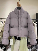 韩版品质白鸭绒立领羽绒服女2023冬季宽松保暖面包服短款