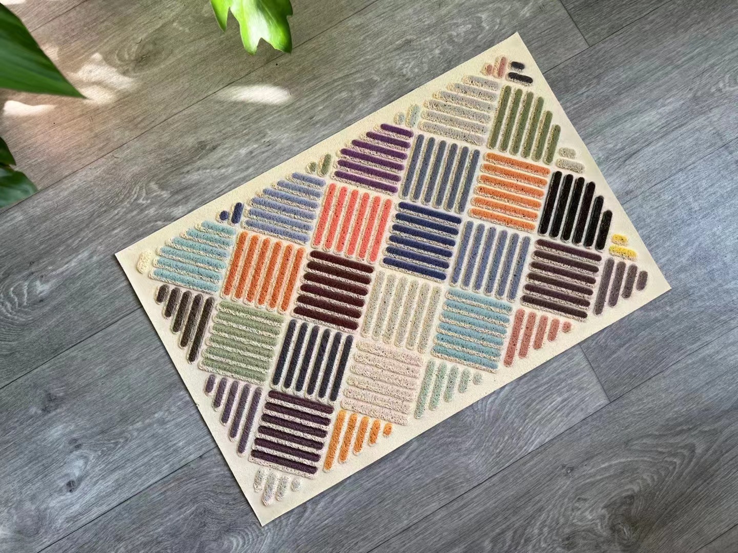 Brushed Spray Printing 3D Three-Dimensional Rainbow Rectangular Bar Embossed PVC Mesh Bottom Bedroom Living Room Doormat Scraping Sand Scraping Floor Mat