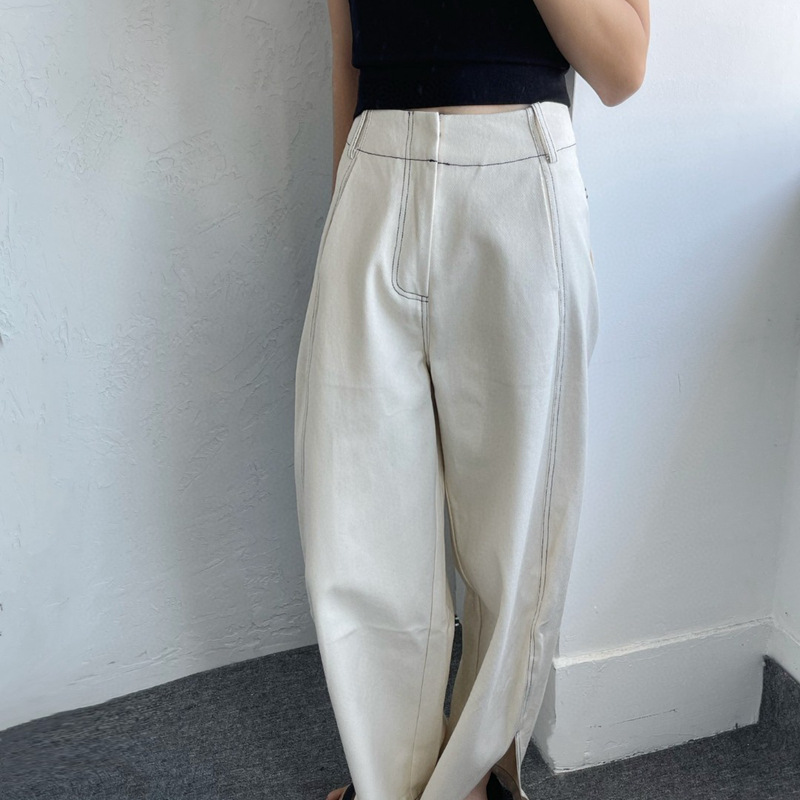 European and American Niche Jil Leisure Commute Versatile High Waist Cotton Jeans Casual Pants Wide Leg Pants 2023 Spring and Summer