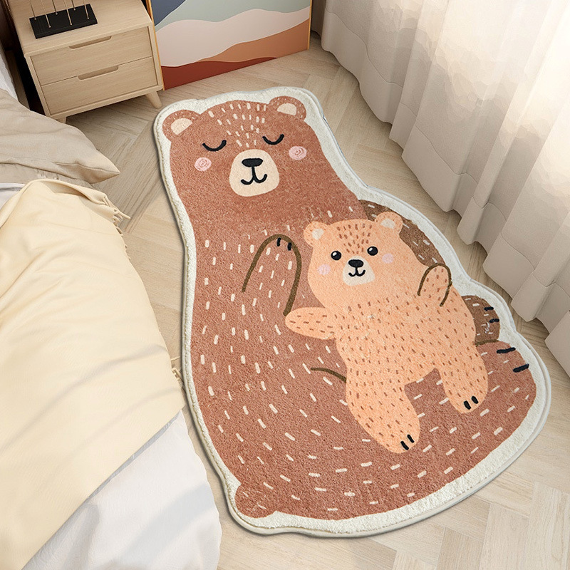 Cross-Border Cartoon Cashmere-like Bedside Carpet Girl Room Special-Shaped Encryption Non-Slip Plush Bedroom Carpet Wholesale