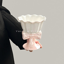 日式蝴蝶结陶瓷杯冰淇淋甜点杯可爱女生杯子伴手礼设计小众马克杯