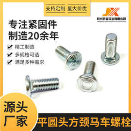 平圆头方颈马车螺丝碳钢镀蓝白锌美制2级注塑包胶用螺钉
