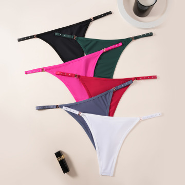 亚马逊丁字裤女性感诱惑金属扣提臀低腰欧美女式内裤批发跨境专供