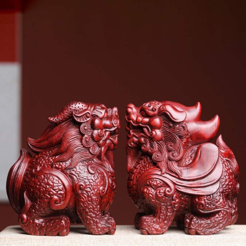 小叶紫檀公母貔貅手把件摆件木雕汽车中控家居装饰品玩物件-阿里巴巴