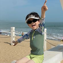 新款韩国儿童泳衣长袖防晒海边度假泳衣套装男女孩分体帅气游泳衣