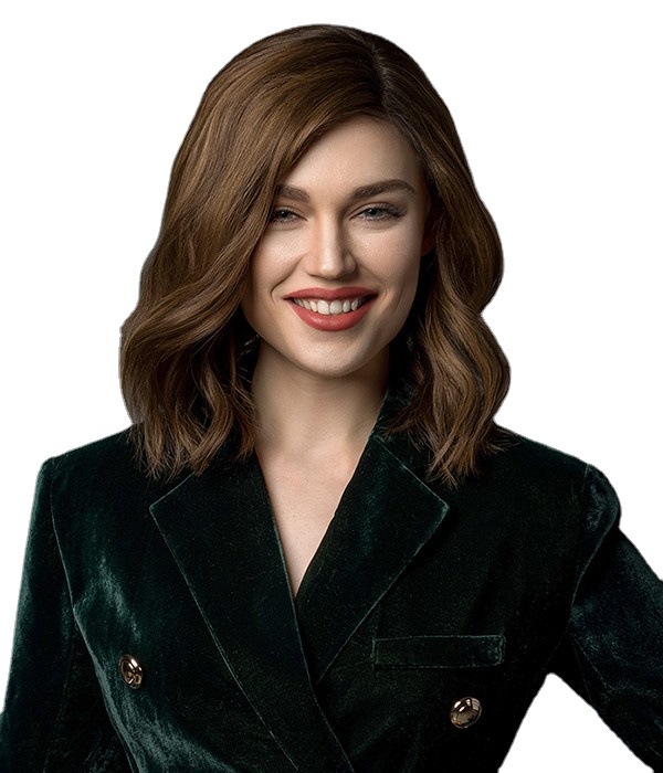 假发女 欧美时尚中长发网红锁骨烫发 偏分刘海假发头套