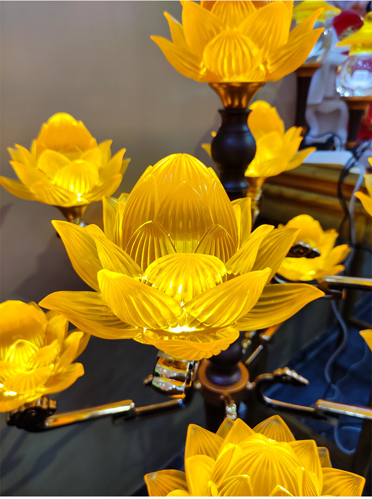 厂家直销琉璃莲花灯插电佛堂寺庙落地发型佛灯佛前供灯长明灯