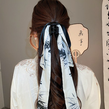 新中式水墨画竹叶蝴蝶结抓夹气质优雅后脑勺发夹古风高级感发饰女