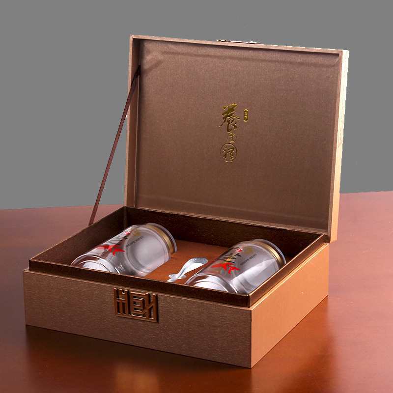 新款一斤装 灵芝孢子粉礼盒空盒子双支pet瓶装包装礼品盒批发