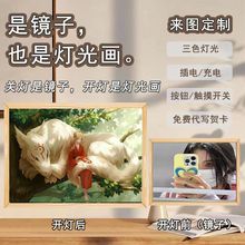 夏目友人帐猫咪老师镜子灯光画治愈系装饰灯画摆件小众三色补光灯