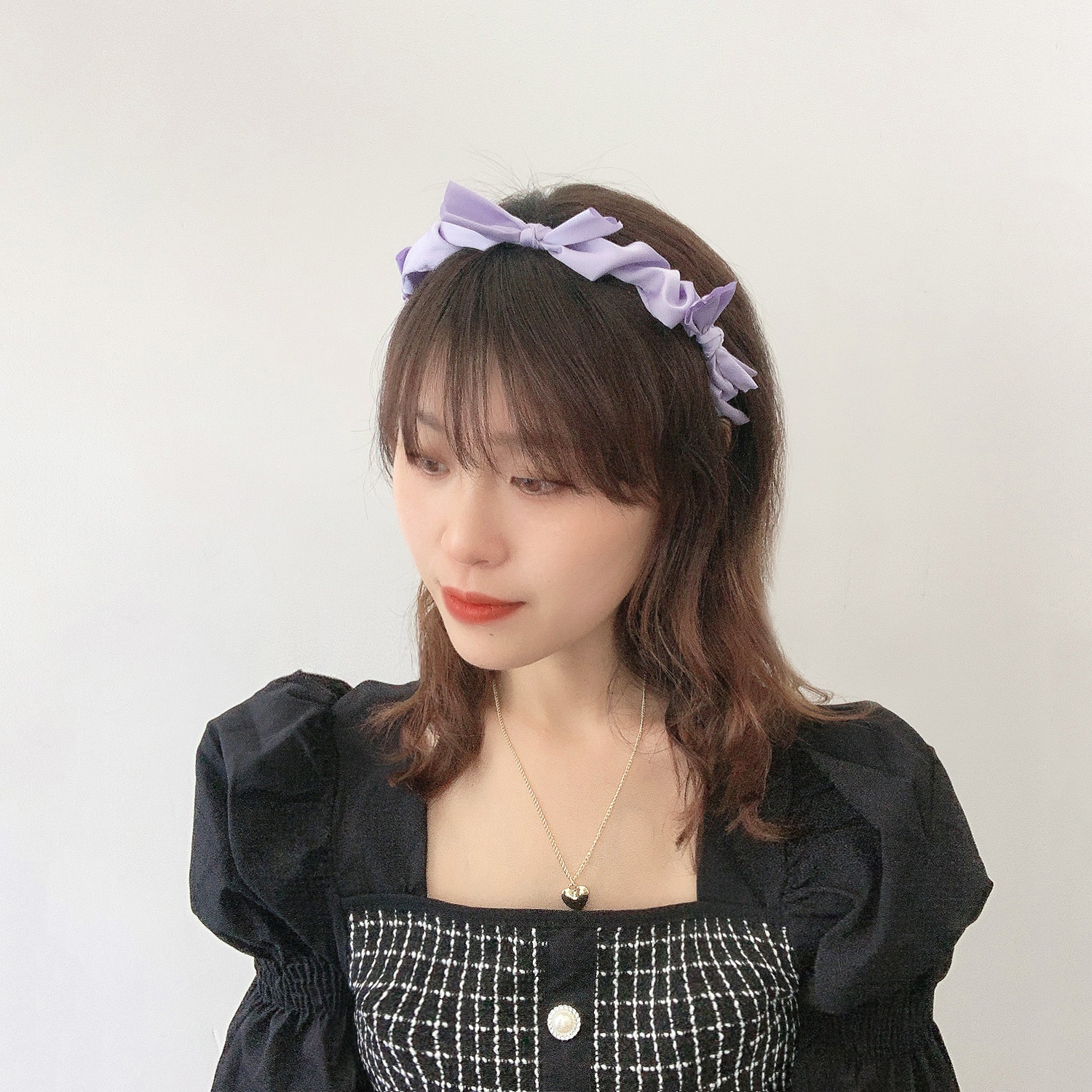 Sweet Elegance Fabric Pleated Headband Bow Headband Maid All-Match Lolita Headdress Lolita Hair Accessories for Women